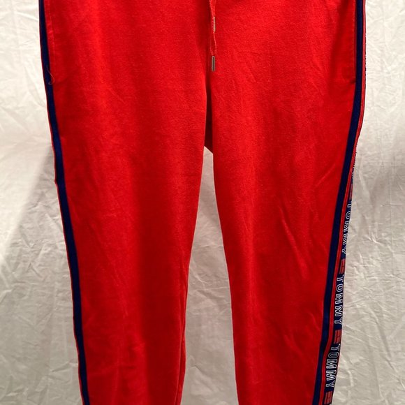 NEW Tommy Hilfiger Red Sport Logo Tape At Side Jogger Pants Large - Picture 4 of 5